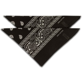 fashionchimp® Unisex Velour Bandana, Made of 100% Cotton, AZO-Free, Pack of 2 - Black