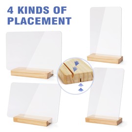 SELEAD Acrylic Clear Board Words Sign - 2 Pack 8x12 Inch Decorative Board with Wooden Stand, Tabletop Double-Sided Wet Erase Menu Message Note Board for Business, Wedding, Events