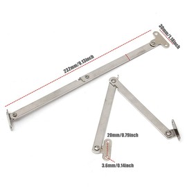 JINHENB 4 Pcs Buffer Hinge Stainless Steel Cabinet Door Lift Support Folding Cabinet Stay Hinges 180 Degree Lid Support Hinges Lid Stay Furniture Cupboard Folding Lid Support Hinge