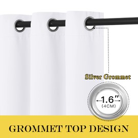 NICETOWN White Room Darkening Curtain for Bedroom 63 inches Long - (50% Blackout) Grommet Thermal Insulated Window Treatment Sound Reducing Drapes for Living Room (1 Panel, W52 x L63)