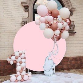 Bovlleetd 200 cm Pink Round Background Pure Pink Birthday Romantic Wedding Circle Shooting Background Fabric for Proposal Scene Baby Shower Decoration Photography Studio Props