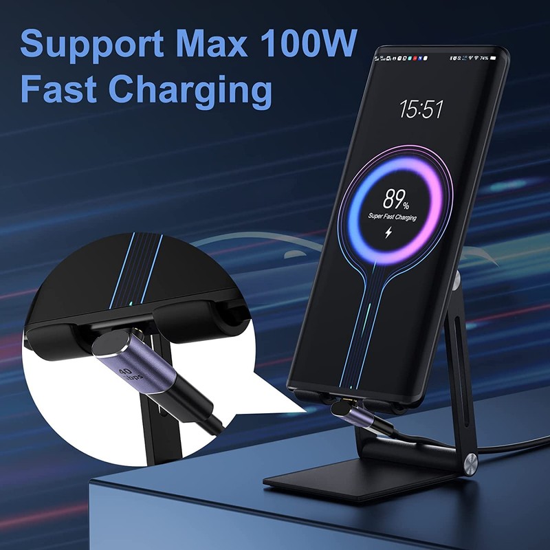 GELRHONR Right Angle USB C Adapter,40Gbps Type-C Male to Female