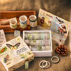 18 Rollos de Cinta Adhesiva Vintage Butterfly Botanical Nature Washi Cinta para Bullet Journal, DIY, Scrapbooking, Blocs de notas, Envoltura de regalos, Artes y Manualidades