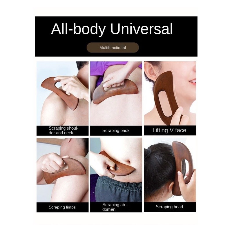 No Brand Carbonized Wooden Gua sha Massage Scraping Scraper Pressure