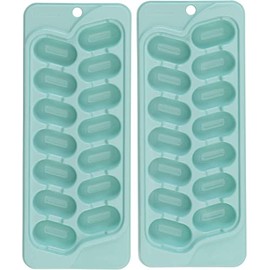 GoodCook Pack of 2 Plastic Ice Cube Trays with 14 Half Oz. Cavities Each (28 Cubes Total), Stackable Ice Cube Mold Trays, Blue