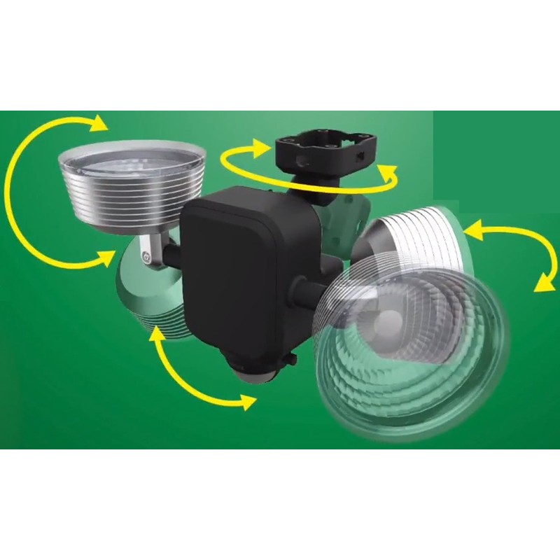 ムサシ RITEX フリーアーム式LEDセンサーライト(3.5W×2灯) 「乾電池式」 防雨型 LED-265