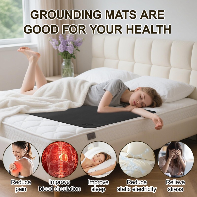 Erdungsmatte,Erdungsmatte für Bett,Universal Grounding Mat,Beathable Grounding Sheet,Verbessern Sie den Schlaf,Steigern