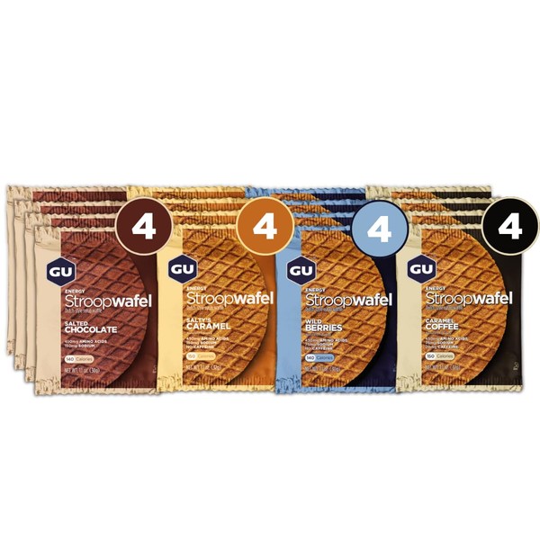 GU GU Energy Stroopwafel Variety Pack Sports Nutrition Waffle, Caffeine