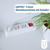 Unitec socket strip 3-fold with switch, 1.4 m. White, 445211.