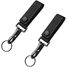 LuoQiuFa Heavy Duty Belt Keeper Clip Key Holder with Metal Snap and Nylon Molle Strap Suitable for Outdoor Sports (Black 2-pack)