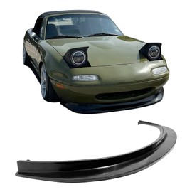 IKON MOTORSPORTS Front Bumper Lip, Compatible with 1990-1997 Mazda Miata NA, MDA Style Unpainted Black PU Polyurethane Air Dam Chin Spoiler Protector Splitter