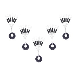 300/600pcs Fishing Bobber Stopper,6 in 1 Float Sinker Line Stops,3 Sizes Black Orange Oval Cylinder Float Stop Available (Black-Cylinder, M-300Pcs)