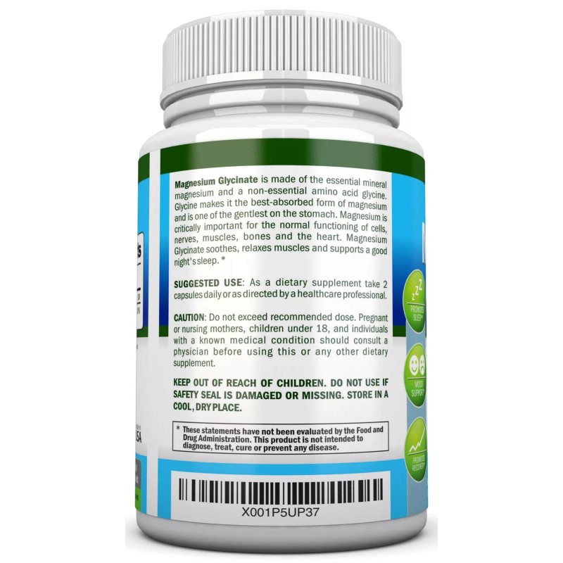 NutriONN Magnesium Glycinate - 1600 mg - 180 Capsules -