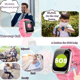 Smartwatch Children's Calling Smartwatch with SOS Pedometer Games Camera Stopwatch Alarm Clock Touchscreen Torch Smartwatches Birthday for Boys and Girls Gifts (Pink)