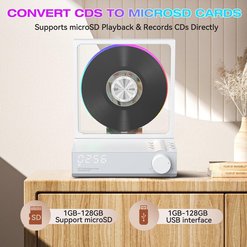 Portable CD Player,Retro Bluetooth 5.3 CD Players for Home,Music Player