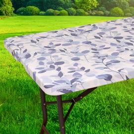 GOSTADY 2 Pack 5FT Waterproof Rectangle Picnic Table Cover Elastic Fitted Outdoor Tablecloths Printed Rectangular Vinyl Table Cloth for Dining, Camping, Picnic Party, Indoor & Outdoor 60"x30", 11