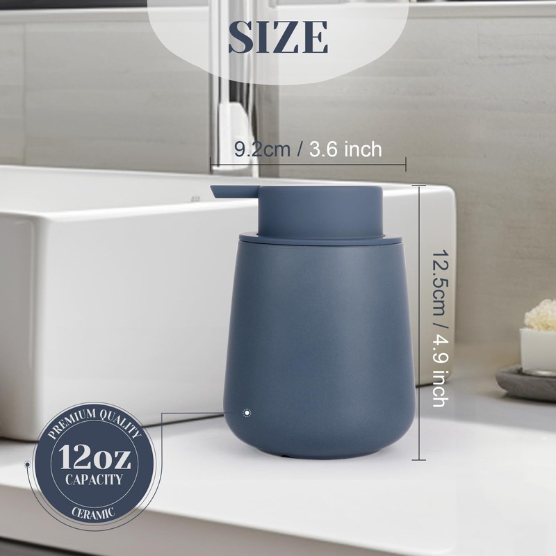 INGOFIN Ceramic Lotion Dispenser - 12oz Refillable Hand Soap Dispenser