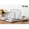 E-far Square Plates and Bowls Sets, 12-Piece Stoneware Dinnerware Sets