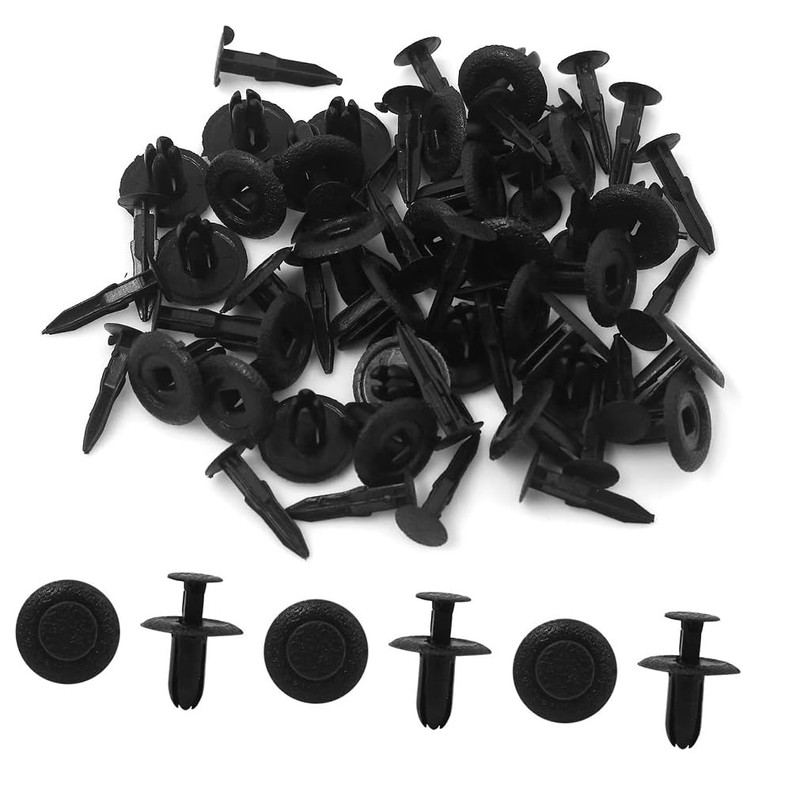 30 x 6mm Black Plastic Splash Guard Clips
