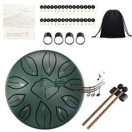 Rain Drum, 11 Notes 6 Inches, Chakra Rain Drum, Steel Tongue Drum, Rain Music Drum, Outdoor Rain Drum, Garden Handpan with Beater, Percussion Instruments (11-Tone 6 Inches)