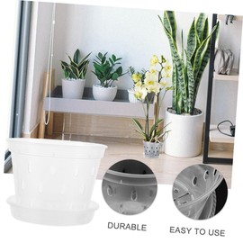 Abaodam 2 Sets Clear Plastic Orchid Pots of Breathable Planters with Saucers for Healthy Root Growth for Orchids and Flower Plants Durable Design with Drainage for Optimal Air Circulation