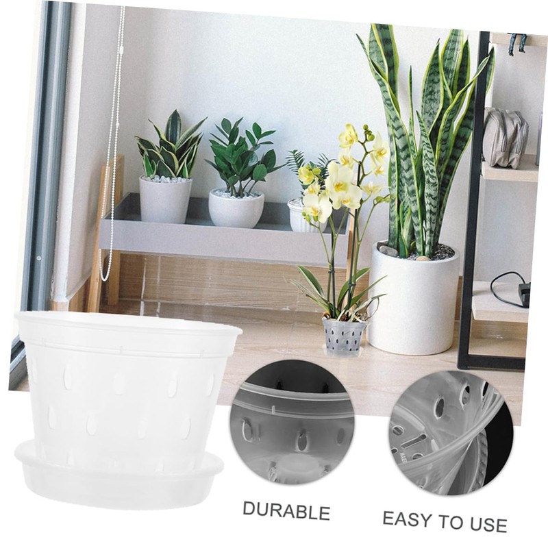 Abaodam 2 Sets Clear Plastic Orchid Pots of Breathable Planters