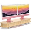 WELL WENG Bamboo Dual Monitor Stand with Storage, Curved Double
