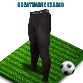 Shinestone Adult Men's Goalkeeper Armor BodyShield Padded Compression Pants with Sponge Protector for Football Baseball(Pants-02, Large)