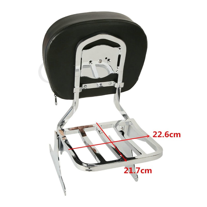 XFMT Chrome Backrest Sissy Bar W/Luggage Rack Compatible with Harley