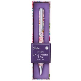 Design By Violet Aurora Single Pack Pen – Elegant Peach Ballpoint Pen with Floral Pattern & Clip – Stylish Gift for Writers & Stationery Lovers, Perfect for Birthdays & Special Occasions