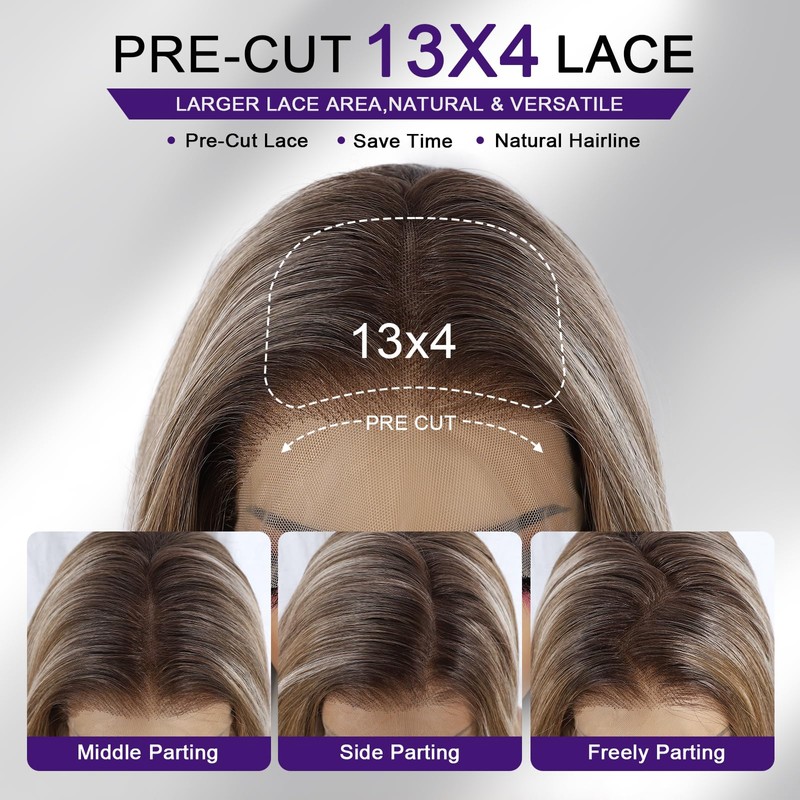 Ash Brown Body Wavy Glueless 13×4 Synthetic Lace Front Wig