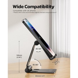 Dual Folding Cell Phone Stand, Fully Adjustable Foldable Desktop Phone Holder Cradle Dock Compatible with Phone All Phones