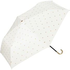 Wpc. 801-13046-102 Parasol Folding Umbrella, Light Shielding Gold Petite Heart Mini Off <100% Light Shading Ratio 100% UV Reduction UPF 50+ For Rain or Shine> 50cm Ladies Heart Charm Feminine Work