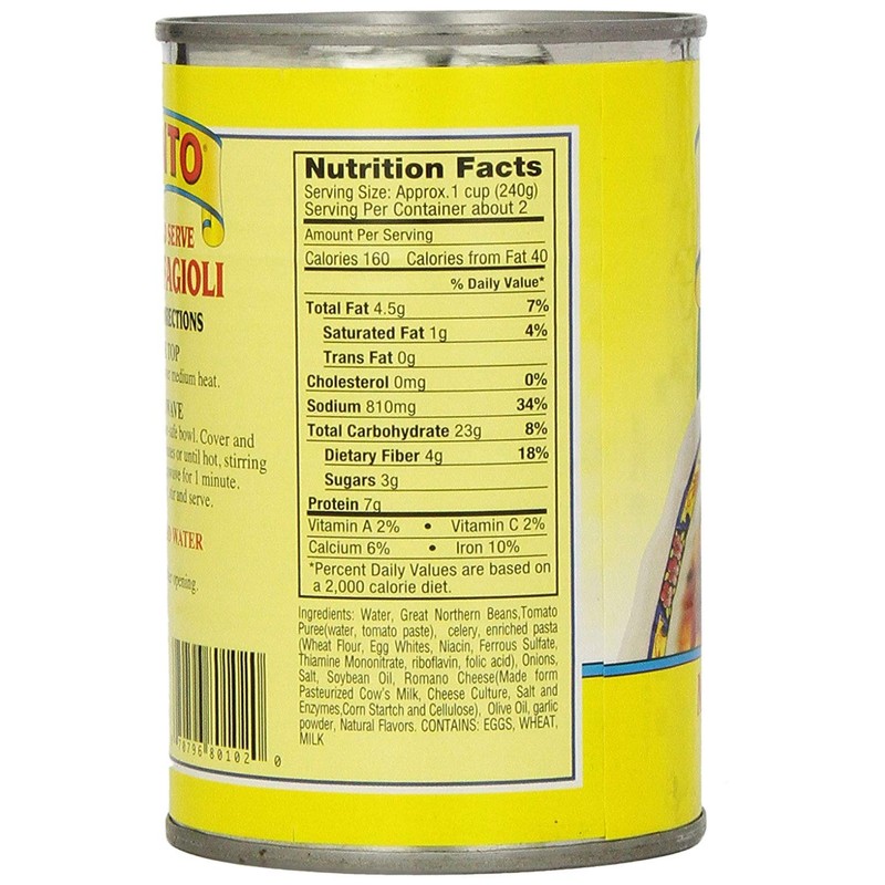 Cento Macaroni and Bean Pasta Fabioli, 15 Ounce Cans (Pack