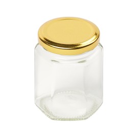Tala Hexagonal Preserving Jar with Gold Screw Lid, 8oz (228ml), Ideal for Jam, Honey, and Homemade Preserves