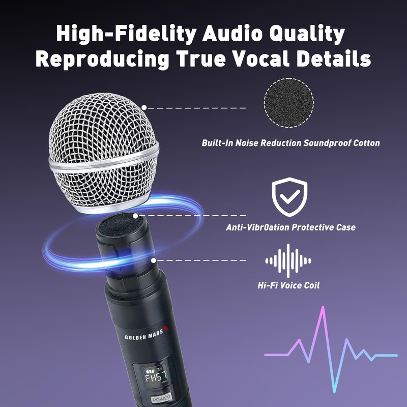 Handheld Wireless Microphones for Karaoke Singing with 500 FT Reception