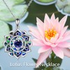 DAYLINLOVE Lotus Necklace 925 Sterling Silver Birthstone Abalone Shell Pendant