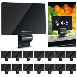 Mlici 14 Pack Sign Labels Clip Holder, Plastic Food Tray Label Holder, Reusable Labels Clip on Sign Holders for Cup Bowl Pan Buffet Deli Trays Board Bake Signs