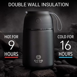 GOOD FOR YOU - Thermal Food flask for hot food, Soup containers, ideal as a thermal lunch box, soup flask or food warmer lunch box - Stainless Steel insulated hot food flask - Black