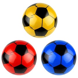 ZINNIAUK 3 x PVC Plastic Footballs in Assorted Colors | Lightweight Outdoor & Indoor Inflatable Play Balls | Soft, Safe & Fun for Garden Adventures, Beach Days, School Games & More
