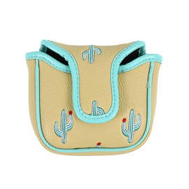 Golf Club Headcover - Premium Leather Embroidery for Mallet & Blade Putters, Stylish Golf Accessories, Perfect Golf Gifts for Men, Durable Club Protection (Desert Cactus, Mallet)