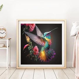 DPDAKIT Diamond Art Kits for Adults, Hummingbird Diamond Painting Kits for Beginner, 5D DIY Round Full Gem Art Crafts for Home Wall Decor Gift, 12x12inch
