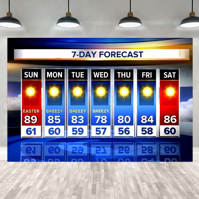 LUCKBTY Weather Forecast Backdrop 7x5ft Seven-Day Broadcast Sunny Day Photo