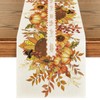 Sunflower Turkey Leaves Thanksgiving Table Runner, Harvest Fall Autumn Kitchen