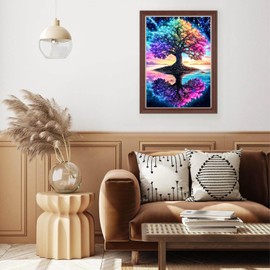 Lxmsja Tree of Life Diamond Painting Kits for Adults, DIY 5D Full Drill Starry Sky Diamond Art Kits for Beginners, Peinture Diamant Arts and Crafts for Adults, Home Wall Decor 12x16 inch