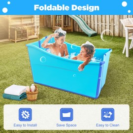 LIAPDG Folding Bathtub, Portable Practical Bathtub with Retaining Clips Bearing Capacity about 198.4 Lbs in Rvs, Showers, Hotels Recommended Height Below 1.6 M/5.3 Ft Kids or Adults