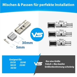 Electronic Door Lock 70 mm 35/35 to 100 mm 50/50 Switchable Size with Key Fingerprint Tuya App Remote Authorisation Suitable for Doors Most EU Door Locks DIY Assembly