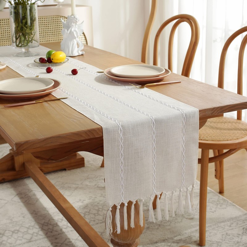 Cenebonxy Rustic Boho Table Runner, Farmhouse Table Runners 60 Inches