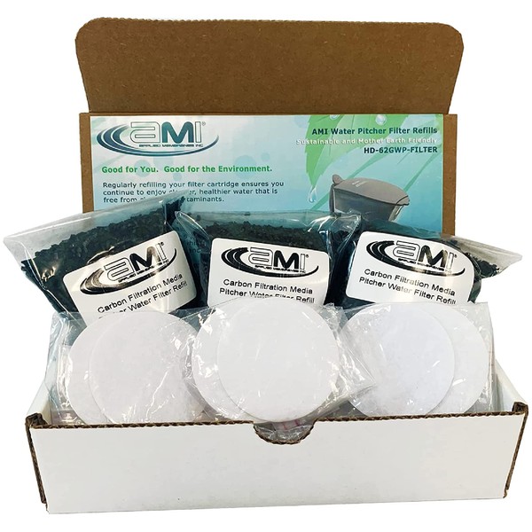 AMI Water Pitcher Filter Refills, Replacement Filters for HD-62GWP Water