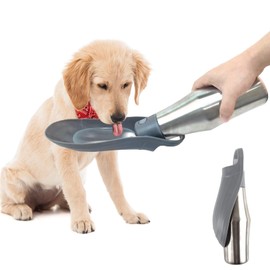 Water Bottle for Dogs, ZoneYan 750 ml Stainless Steel Dog Drinking Bottle for Travel, Portable Water Bottle for Pets, Leak-proof Dog Water Dispenser for Travel, Parks, Camping, Hiking